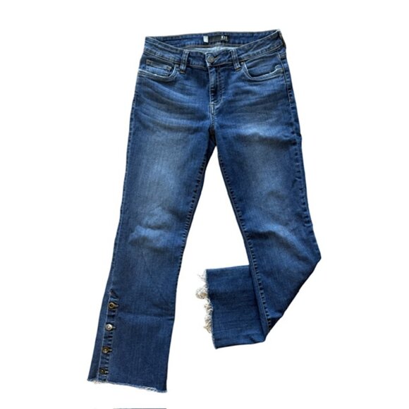 KUT FROM THE KLOTHπ Kelsey Mid-Rise Slim Bootcut Jeans π Raw Hem + Button Deta - Picture 2 of 16